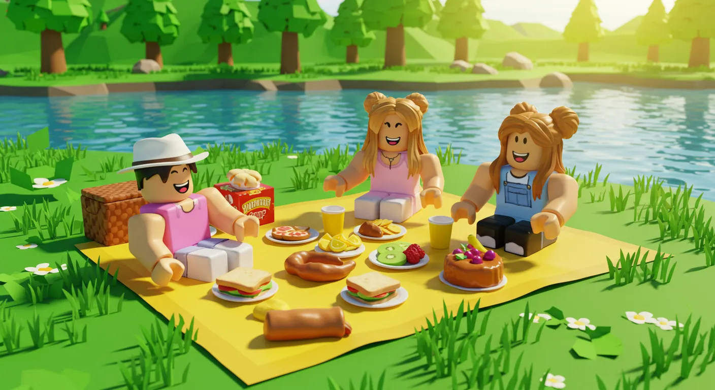 friends having a picnic at sunrise by the lake