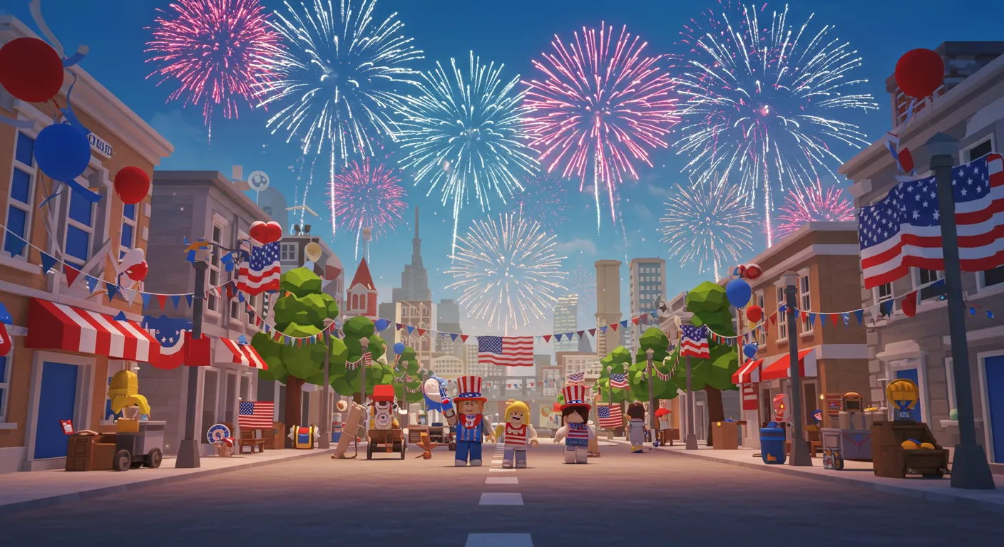 fireworks over the city on the 4th of july