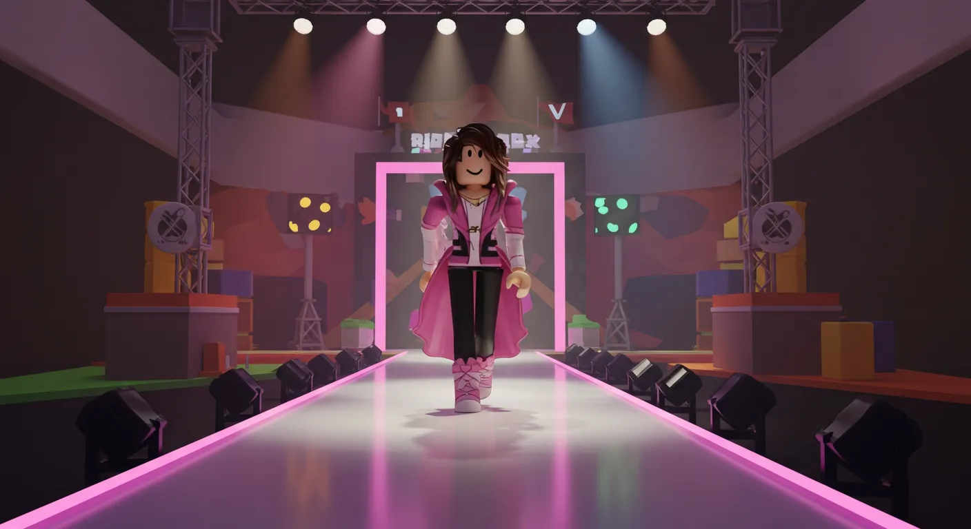 pink girl with hero dress walking the runway